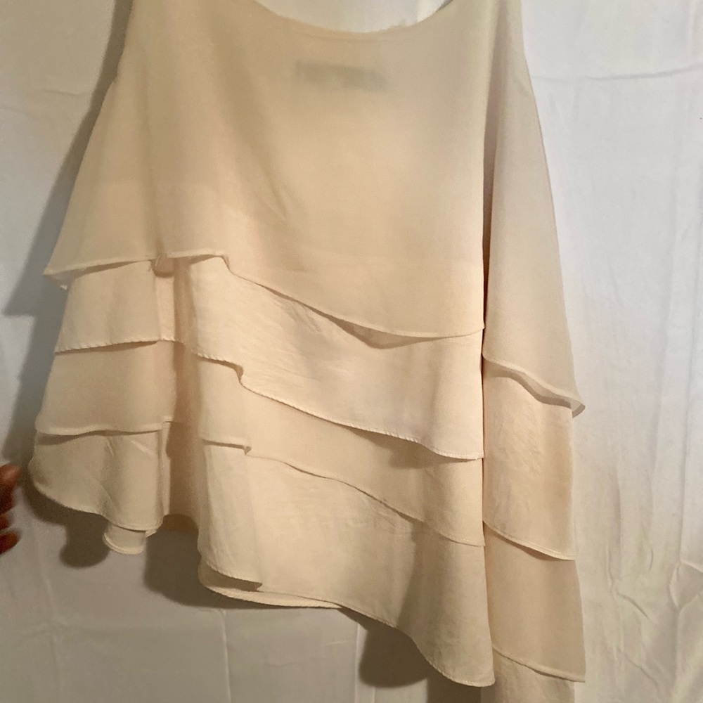 Jennifer Lopez Cream Asymmetrical Tiered Tank Top for Work